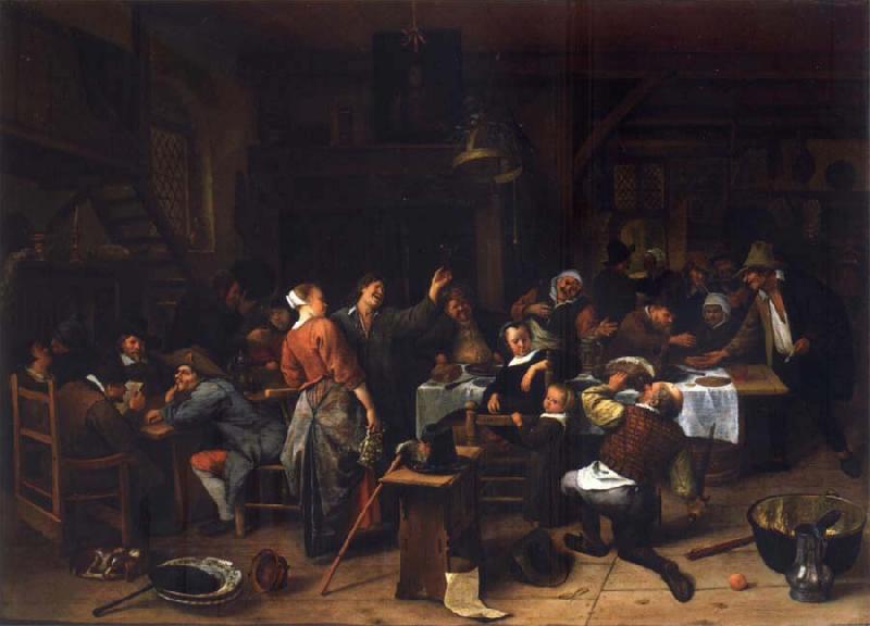 Jan Steen Prince-s Day,Interior of an inn with a company celebration the birth of Prince William III oil painting image